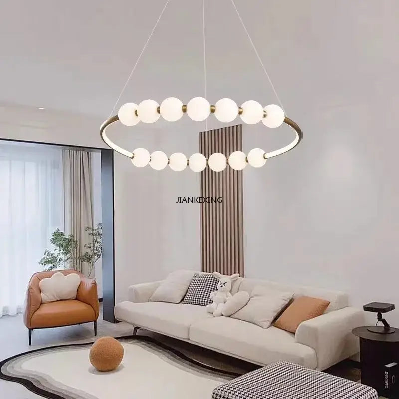 Modern brass circle ring led pendant light for dining room
