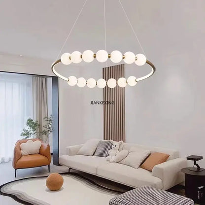 Modern brass circle ring led pendant light for dining room