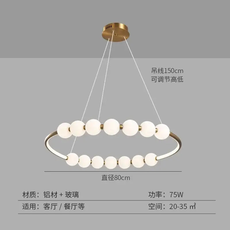 Modern brass circle ring led pendant light for dining room
