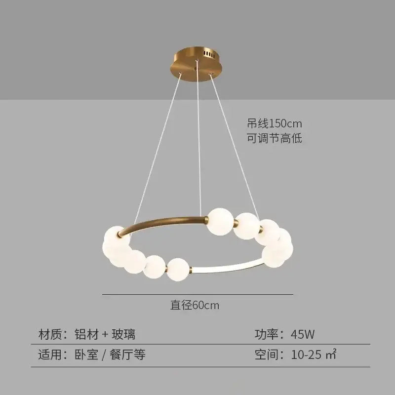 Modern brass circle ring led pendant light for dining room