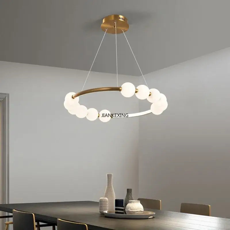Modern brass circle ring led pendant light for dining room