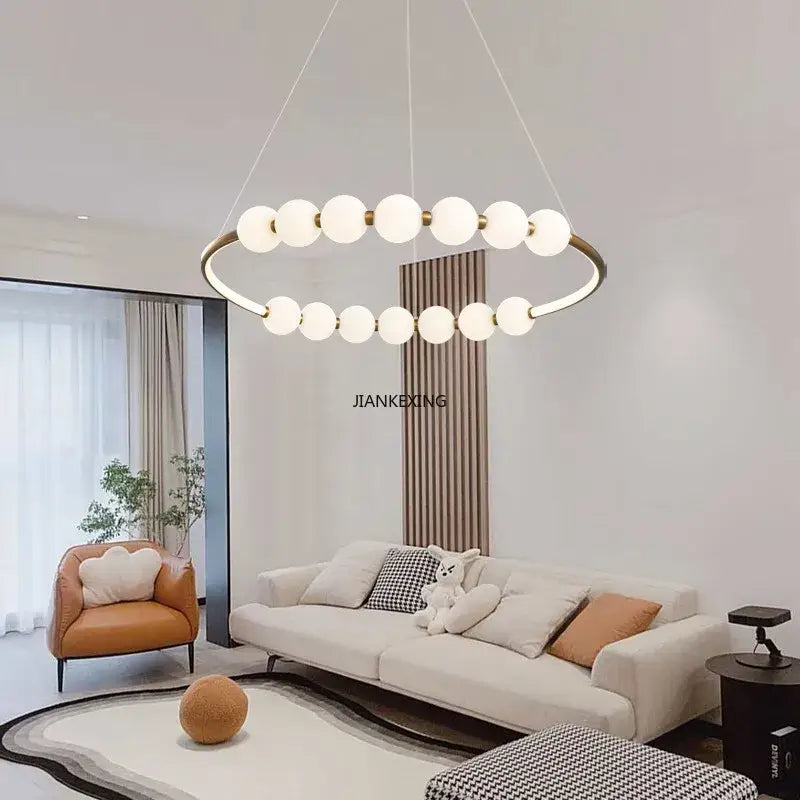 Modern brass circle ring led pendant light for dining room