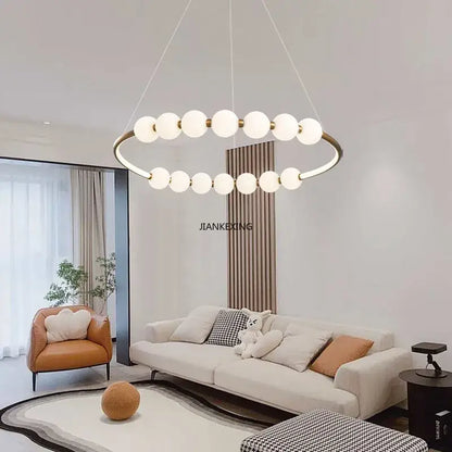 Modern brass circle ring led pendant light for dining room