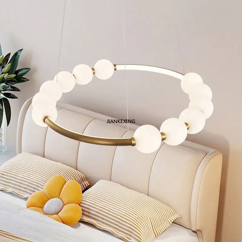 Modern brass circle ring led pendant light for dining room