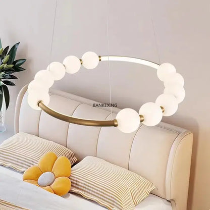 Modern brass circle ring led pendant light for dining room