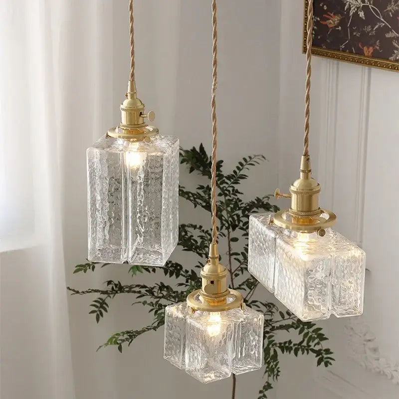 Modern brass clear glass led pendant light for dining room