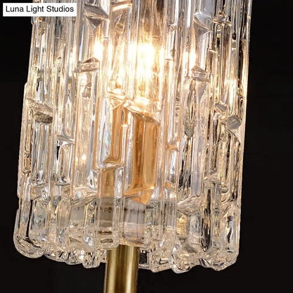 Modern brass clear glass sconce living room crystal wall light