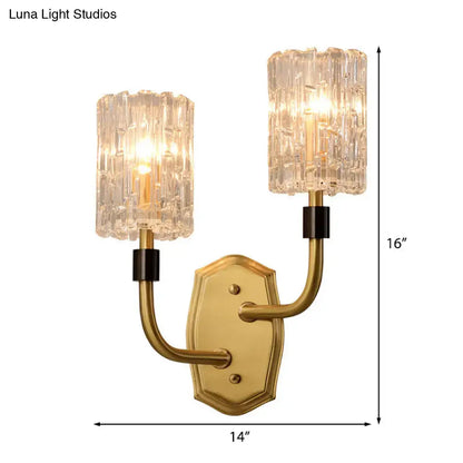 Modern brass clear glass sconce living room crystal wall light