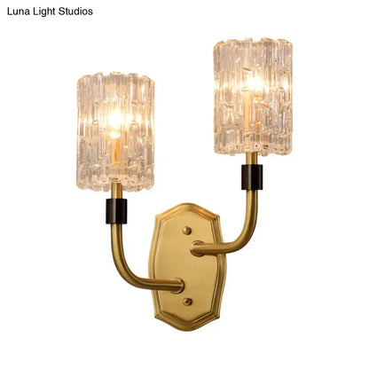 Modern brass clear glass sconce living room crystal wall light