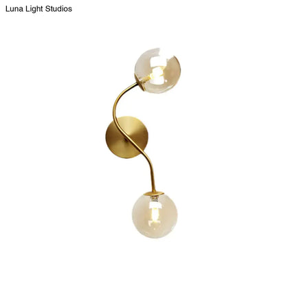 Modern brass clear tan glass wall lamp – stairway 2-light led