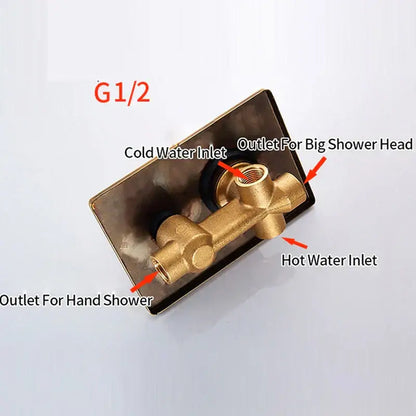 Modern brass concealed 3 way shower mixer set bathroom rain tap