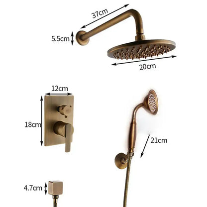 Modern brass concealed 3 way shower mixer set bathroom rain tap