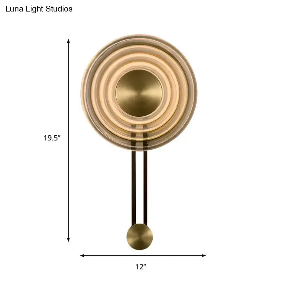 Modern brass concentric circle wall lamp living room fixture height