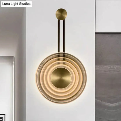 Modern brass concentric circle wall lamp living room fixture height