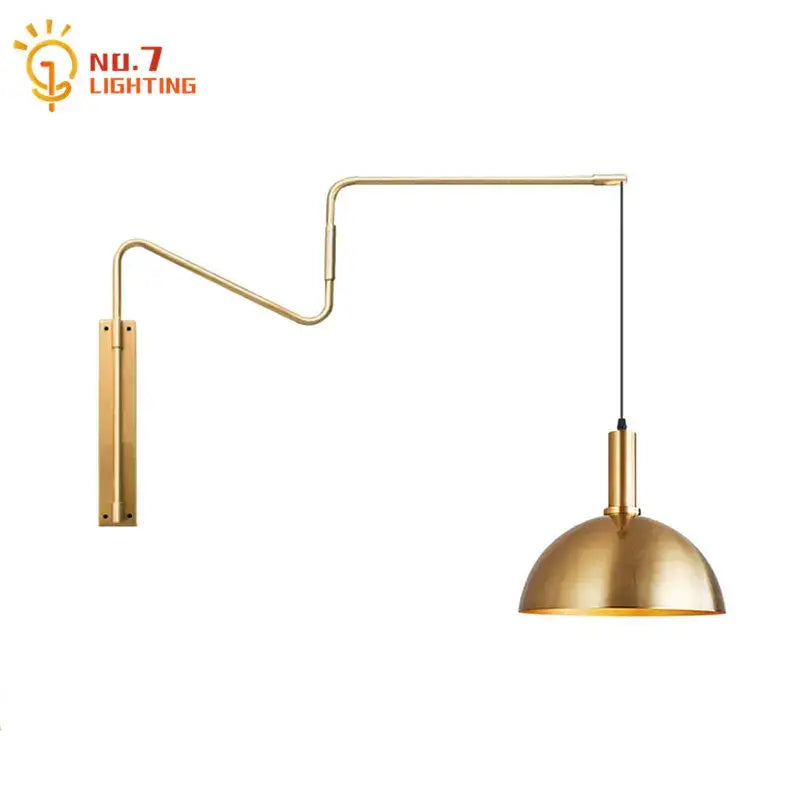 Modern brass copper adjustable wall lamp for living room