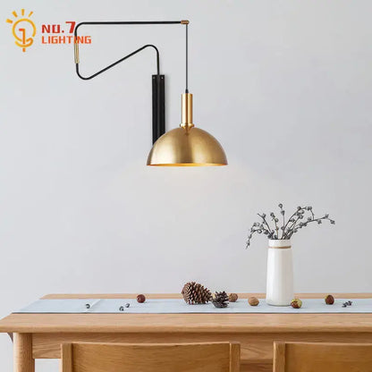 Modern brass copper adjustable wall lamp for living room