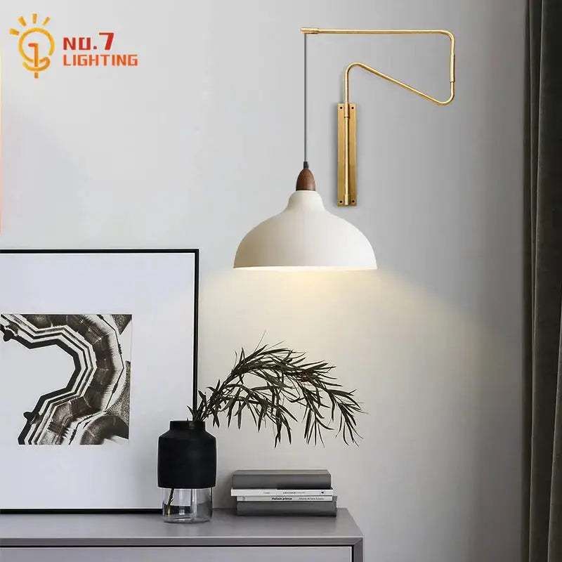 Modern brass copper adjustable wall lamp for living room