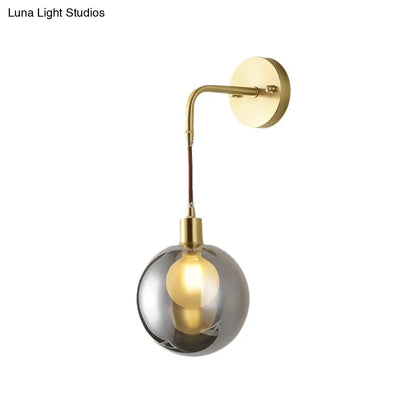DecorBites™ Modern Brass Corner Wall Light with Smoke Gray Glass Shade - 1 Light Fixture