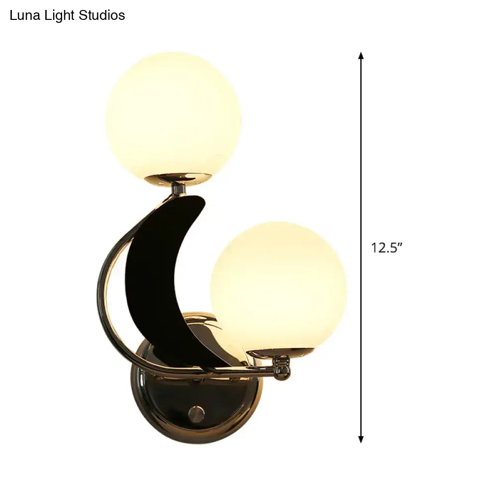 Modern brass crescent wall lighting bedroom glass shade