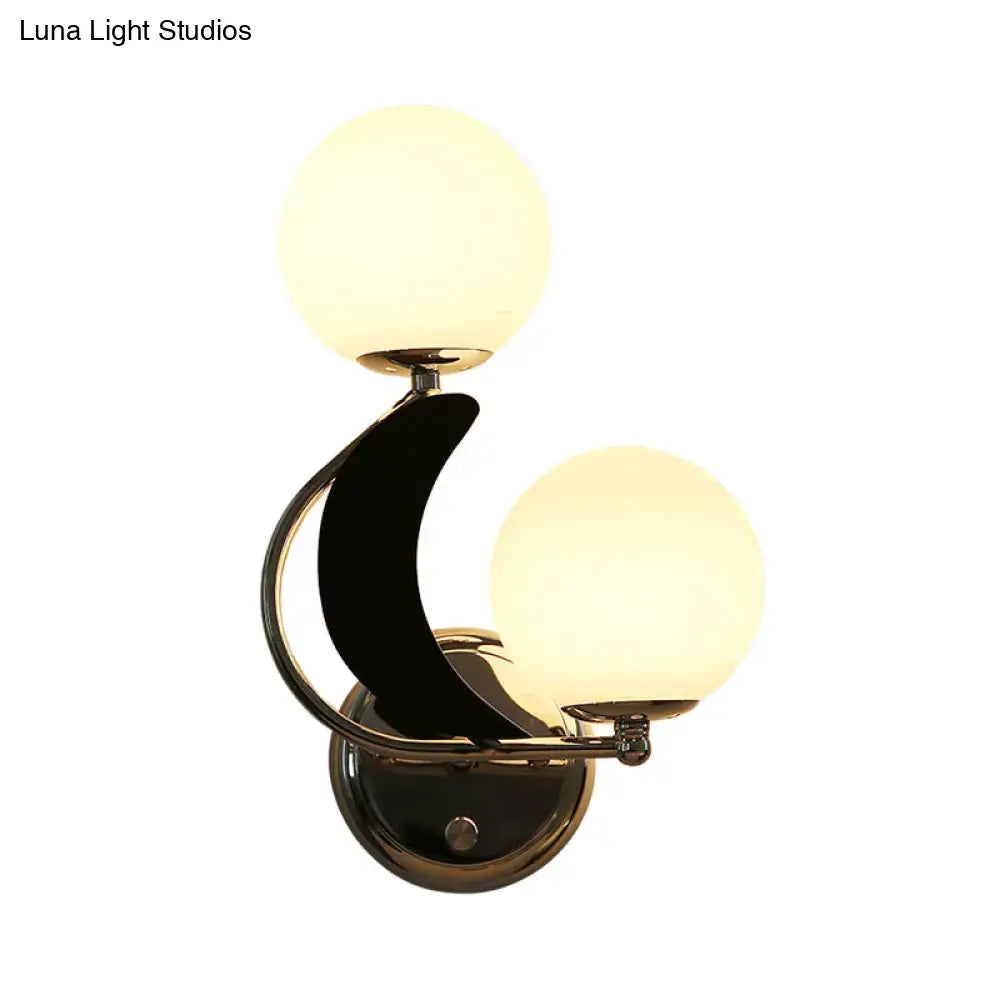 Modern brass crescent wall lighting bedroom glass shade