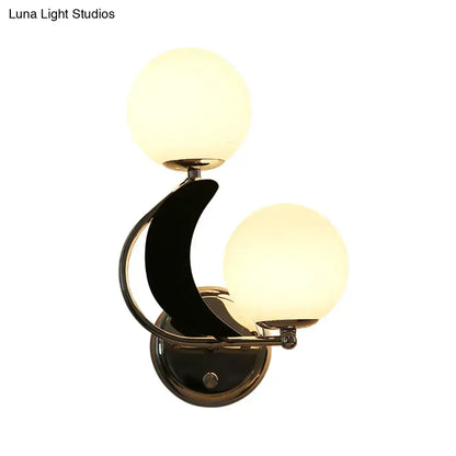 Modern brass crescent wall lighting bedroom glass shade