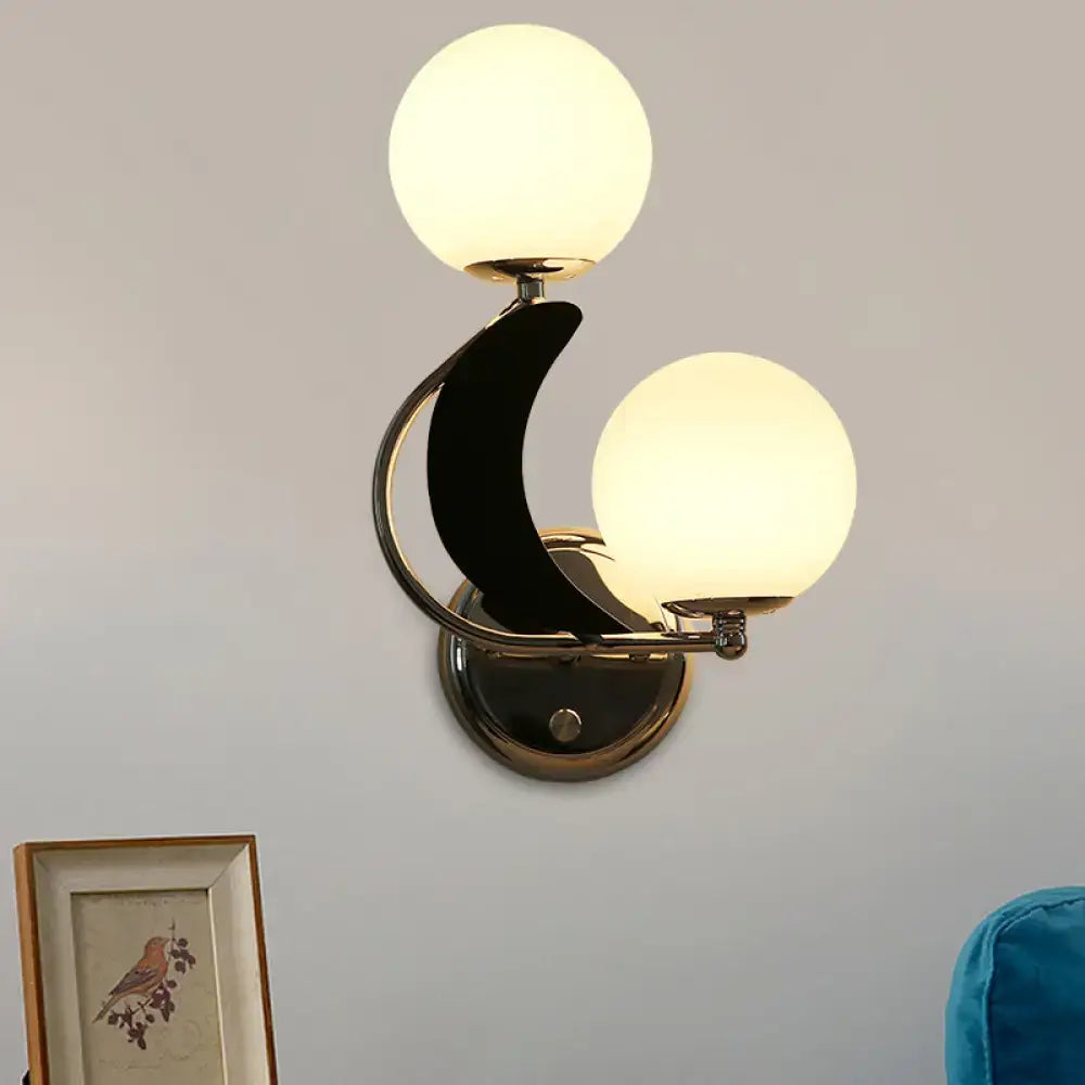 Modern brass crescent wall lighting bedroom glass shade