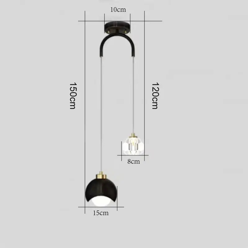 Modern brass crystal ball pendant light bedroom decor