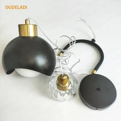 Modern brass crystal ball pendant light bedroom decor