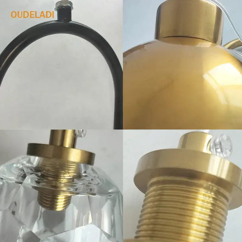 Modern brass crystal ball pendant light bedroom decor