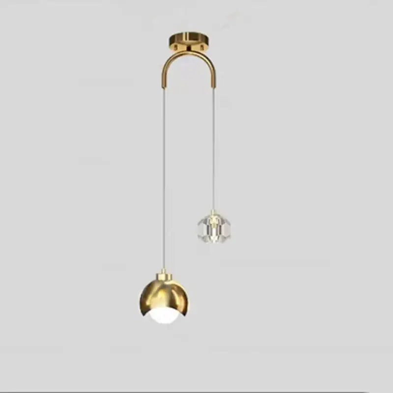 Modern brass crystal ball pendant light bedroom decor