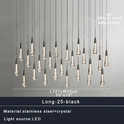 Modern brass crystal ceiling pendant light – dining room teardrop