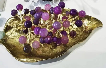 Modern brass crystal grape ornaments living room sculpture