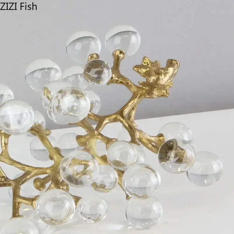 Modern brass crystal grape ornaments living room sculpture