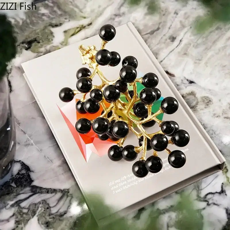 Modern brass crystal grape ornaments living room sculpture