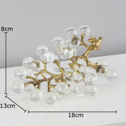Modern brass crystal grape ornaments living room sculpture