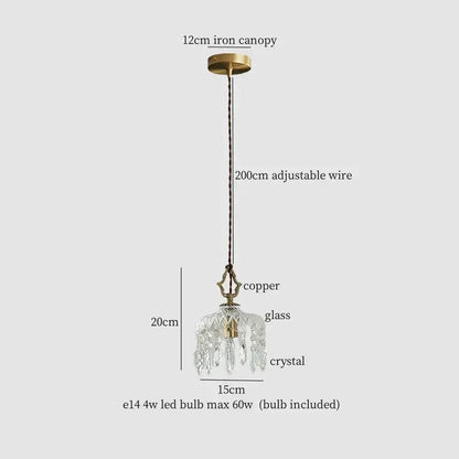 Modern brass crystal led ceiling light bedroom pendant