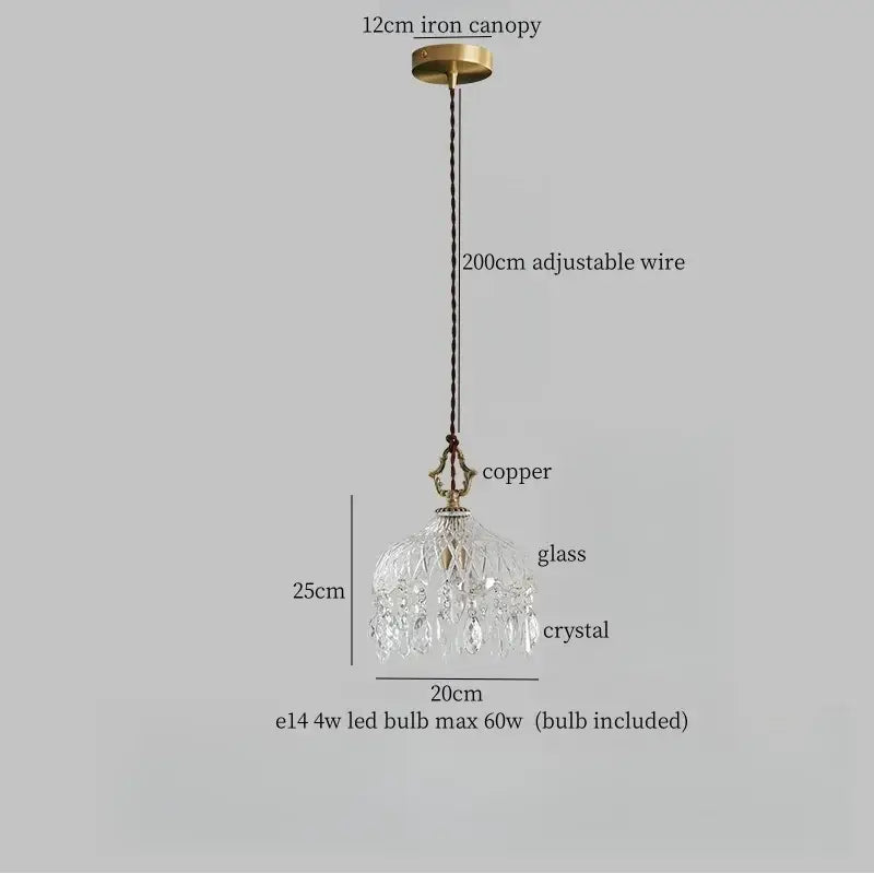 Modern brass crystal led ceiling light bedroom pendant