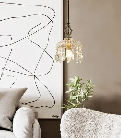 Modern brass crystal led ceiling light bedroom pendant