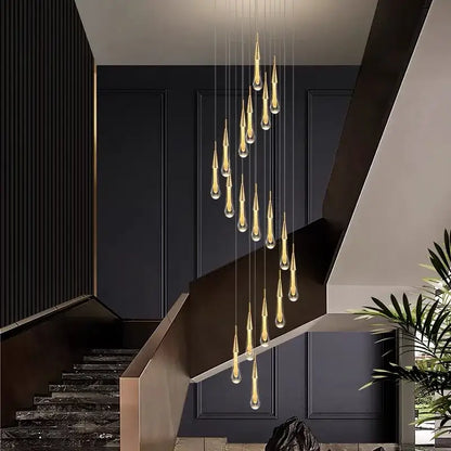 Modern brass crystal led chandelier dining room teardrop pendant