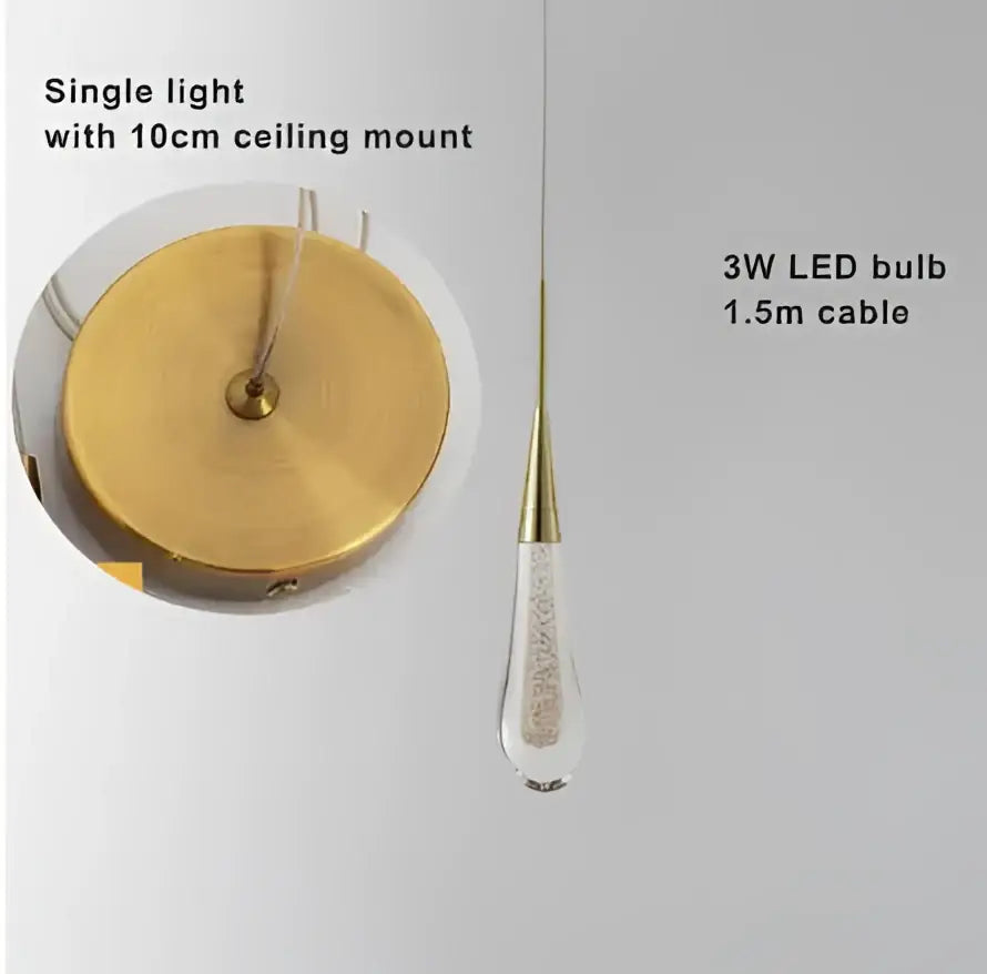 Modern brass crystal led chandelier dining room teardrop pendant