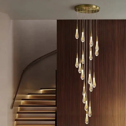 Modern brass crystal led chandelier dining room teardrop pendant