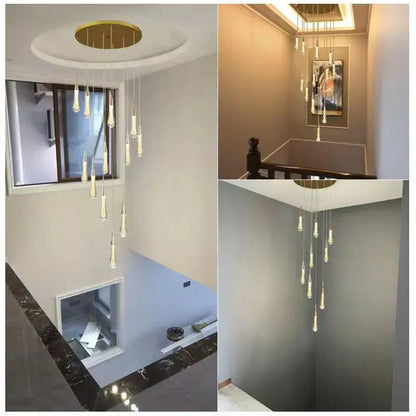 Modern brass crystal led chandelier dining room teardrop pendant