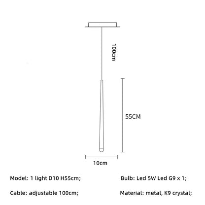 Modern brass crystal led pendant chandelier for villa stairs
