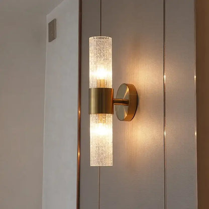 Modern brass crystal led wall lamp bedroom glass sconce