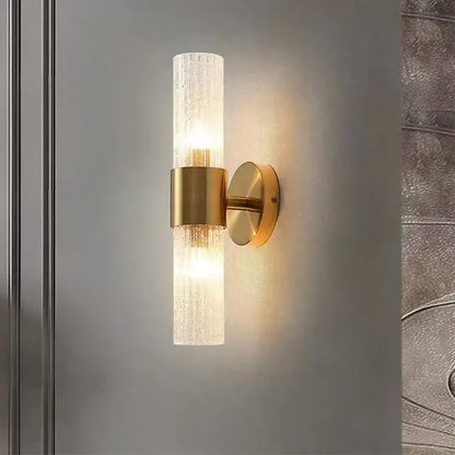 Modern brass crystal led wall lamp bedroom glass sconce