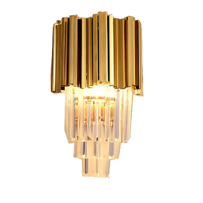 Modern brass crystal prisms wall lamp living room direct wired electric