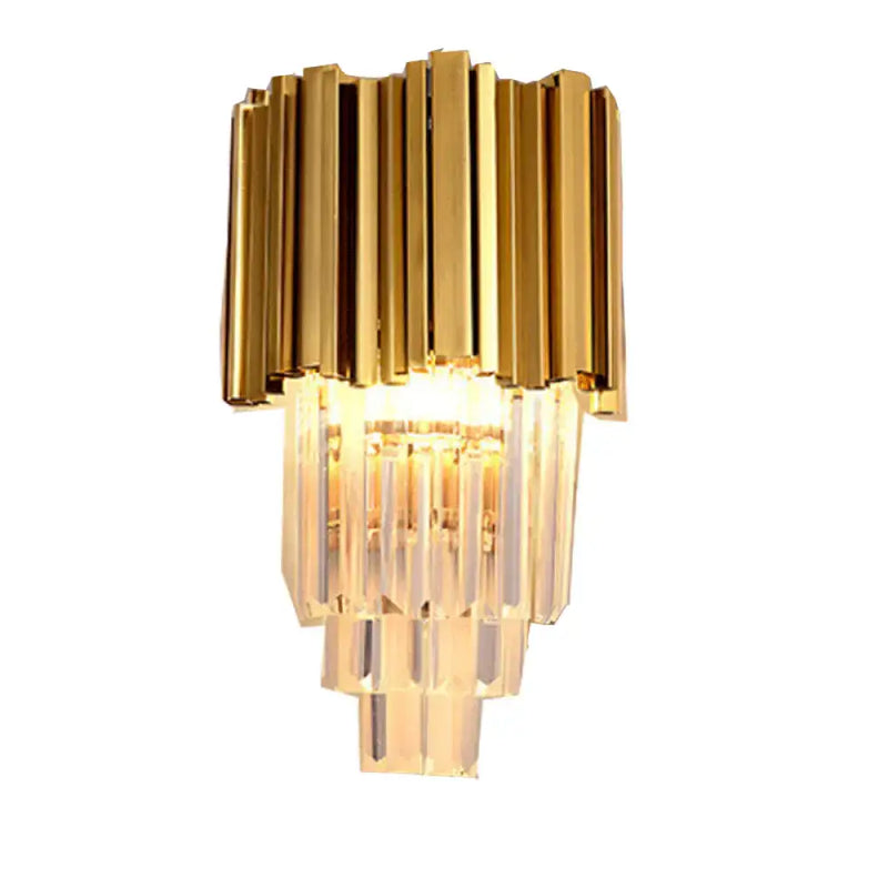 Modern brass crystal prisms wall lamp living room direct wired electric