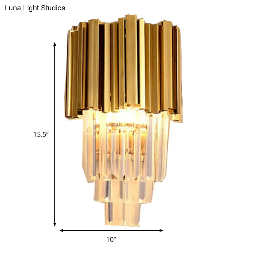 Modern brass crystal prisms wall lamp living room direct wired electric