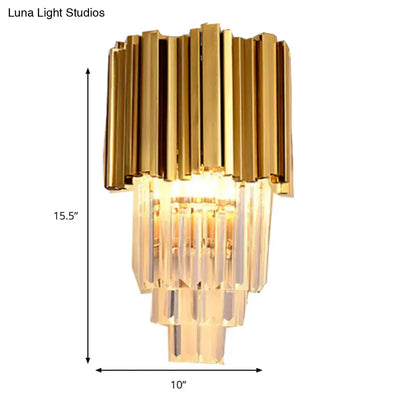 Modern brass crystal prisms wall lamp living room direct wired electric