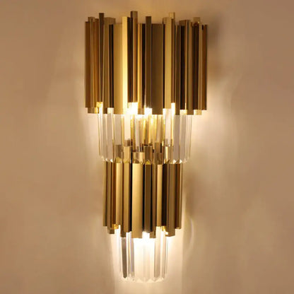 Modern brass crystal prisms wall lamp living room direct wired electric